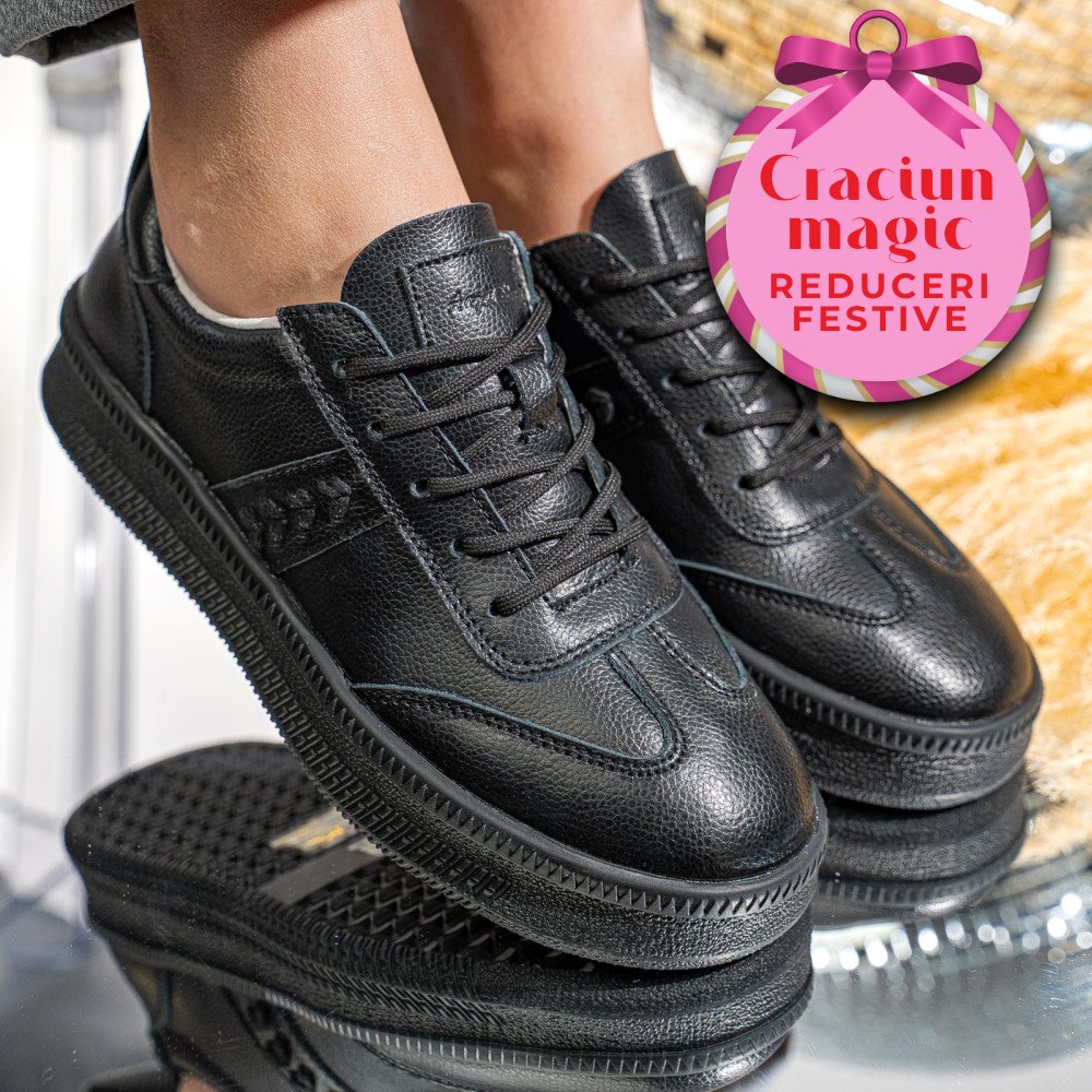 PANTOFI SPORT NEGRI PIELE NATURALA FSP005016