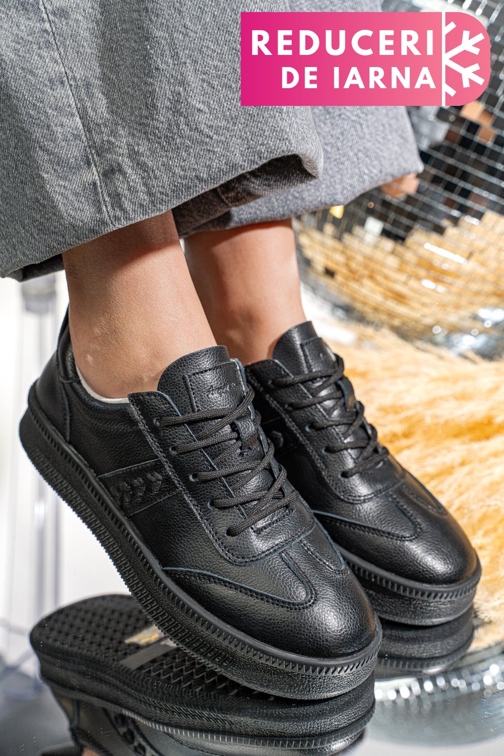 PANTOFI SPORT NEGRI PIELE NATURALA FSP005016