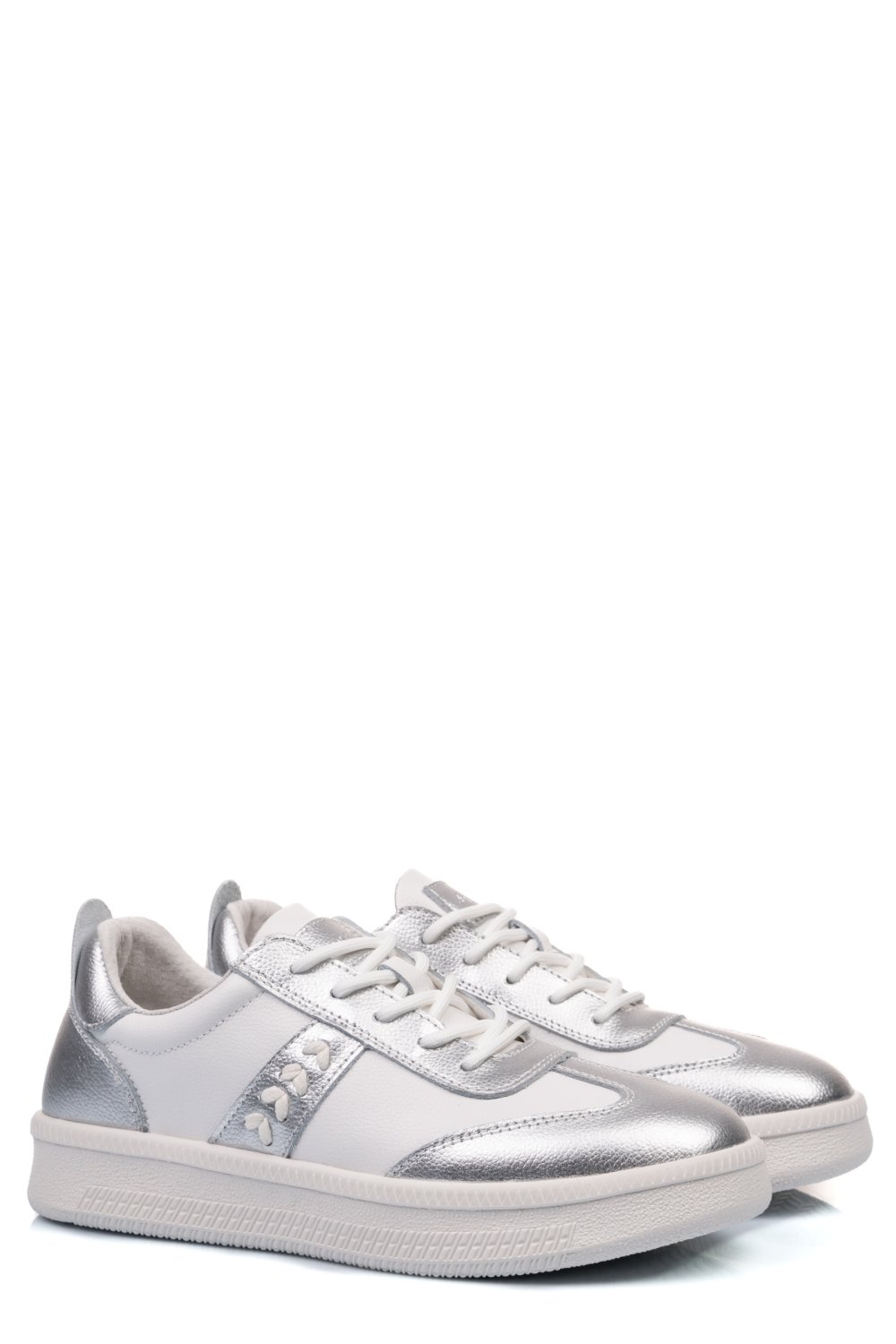 PANTOFI SPORT ALB ARGINTIU PIELE NATURALA FSP005016