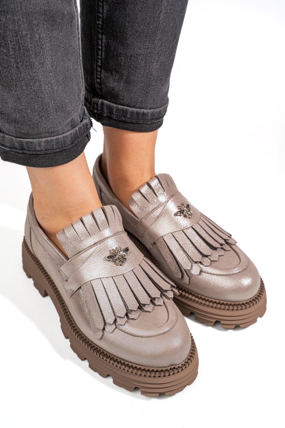 MOCASINI DAMA PIELE NATURALA GRI SIDEF 3S7795