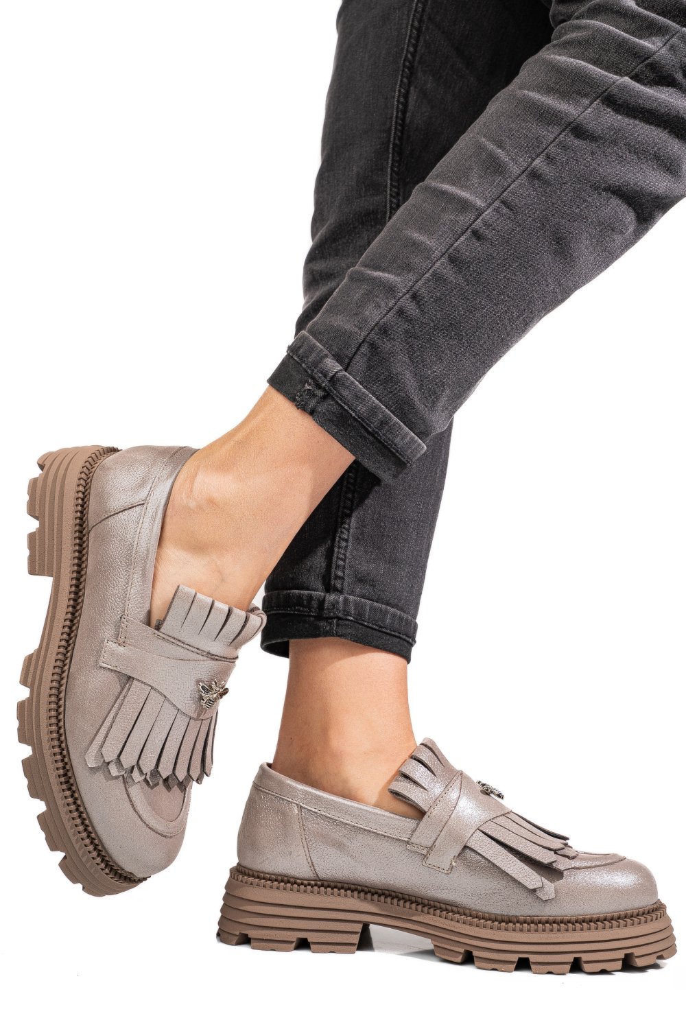 MOCASINI DAMA PIELE NATURALA GRI SIDEF 3S7795