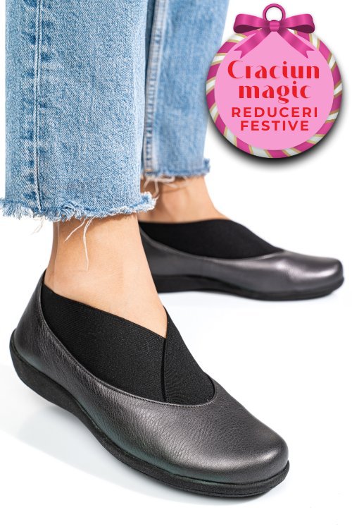 Pantofi pewter piele naturala dpc1529