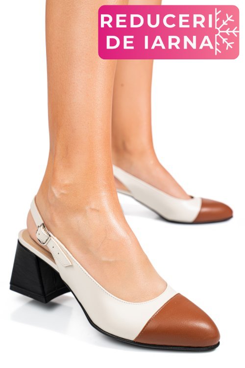 Pantofi bej maro piele naturala 1pc582