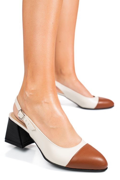 Pantofi bej maro piele naturala 1pc582