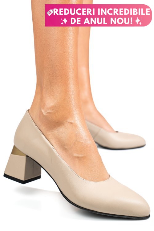 Pantofi bej piele naturala 5s77025