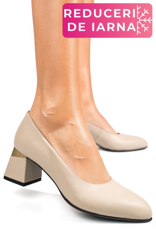 Pantofi bej piele naturala 5s77025