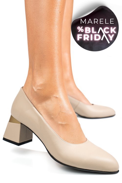 Pantofi bej piele naturala 5s77025