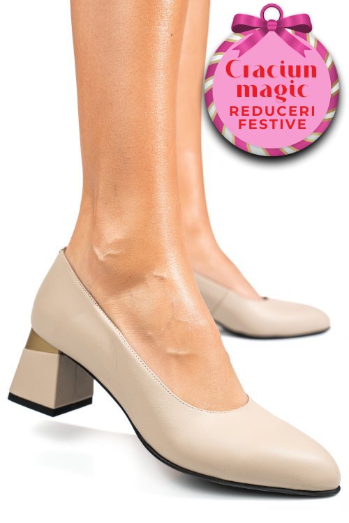 Pantofi bej piele naturala 5s77025