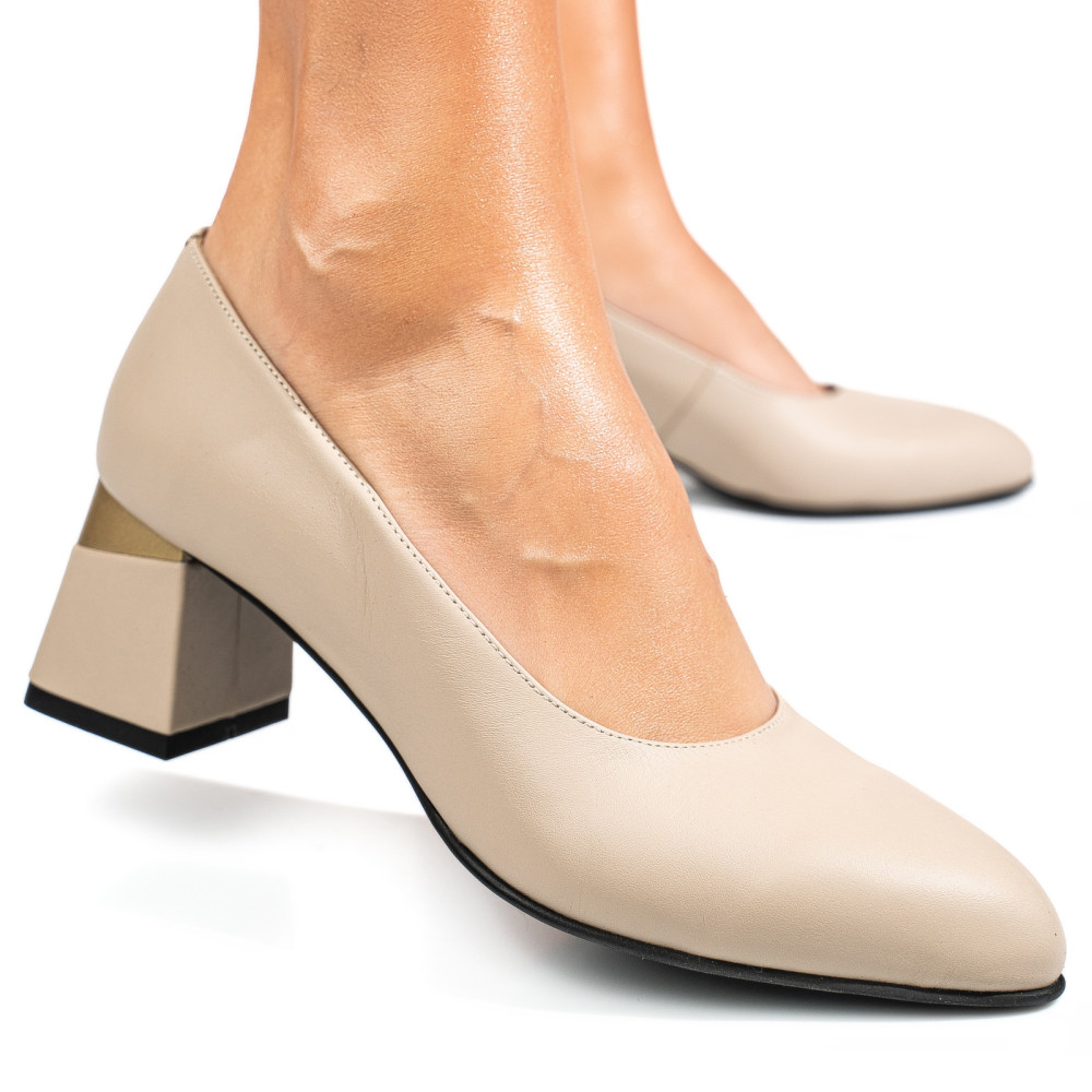 PANTOFI BEJ PIELE NATURALA 5S77025