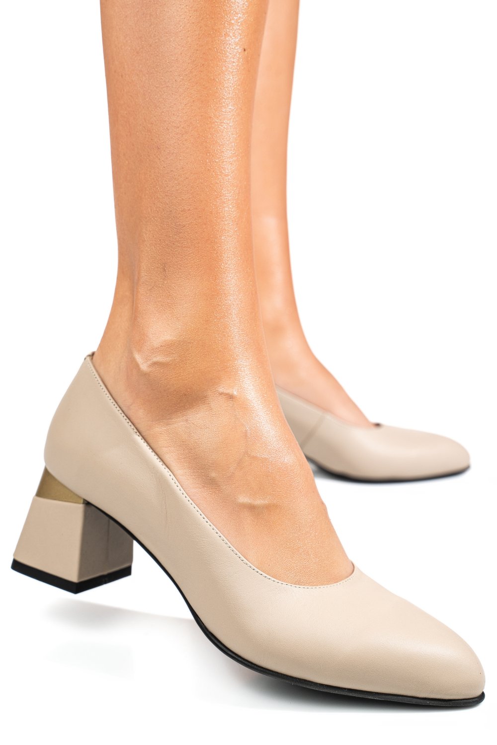 PANTOFI BEJ PIELE NATURALA 5S77025