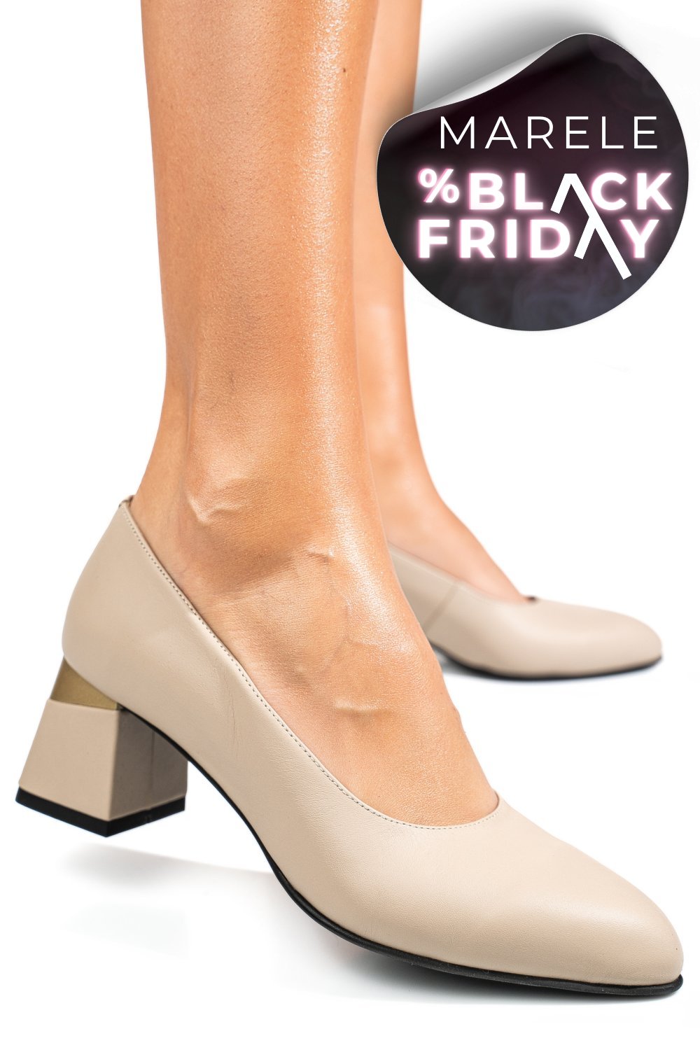 PANTOFI BEJ PIELE NATURALA 5S77025