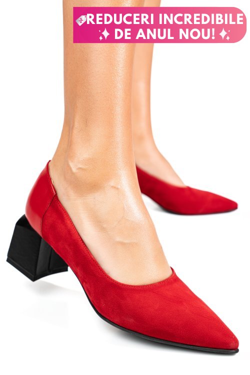 Pantofi rosii piele naturala intoarsa 5s77461