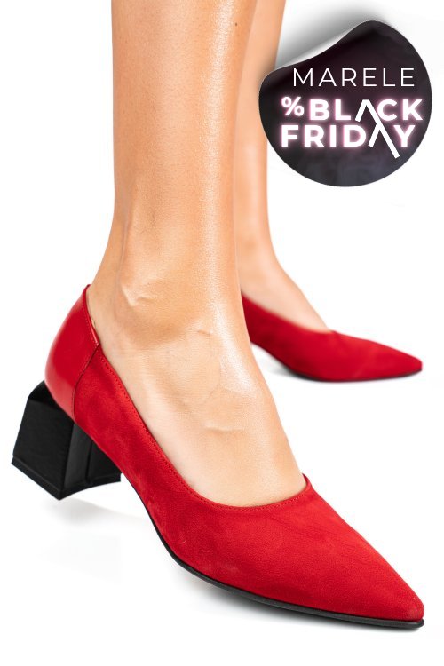 Pantofi rosii piele naturala intoarsa 5s77461