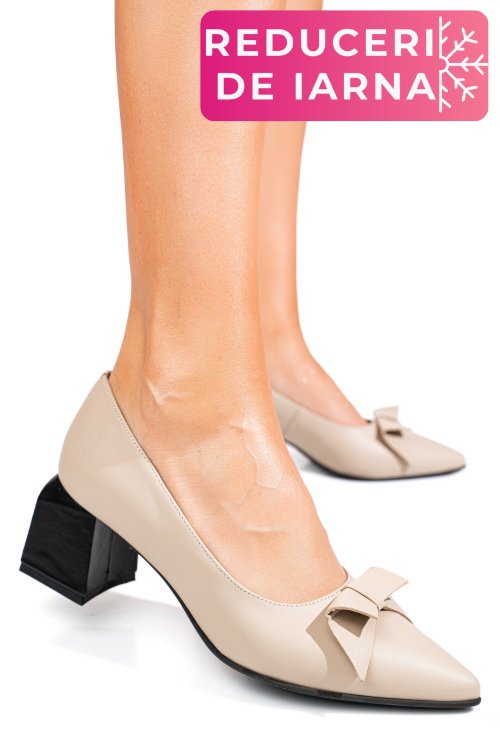 Pantofi bej piele naturala 5s77463