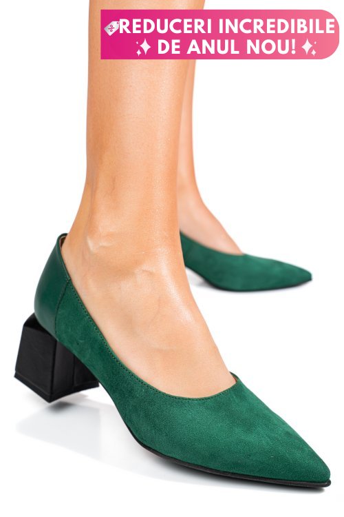Pantofi verzi piele naturala intoarsa 5s77461