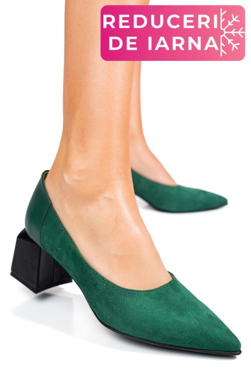 Pantofi verzi piele naturala intoarsa 5s77461