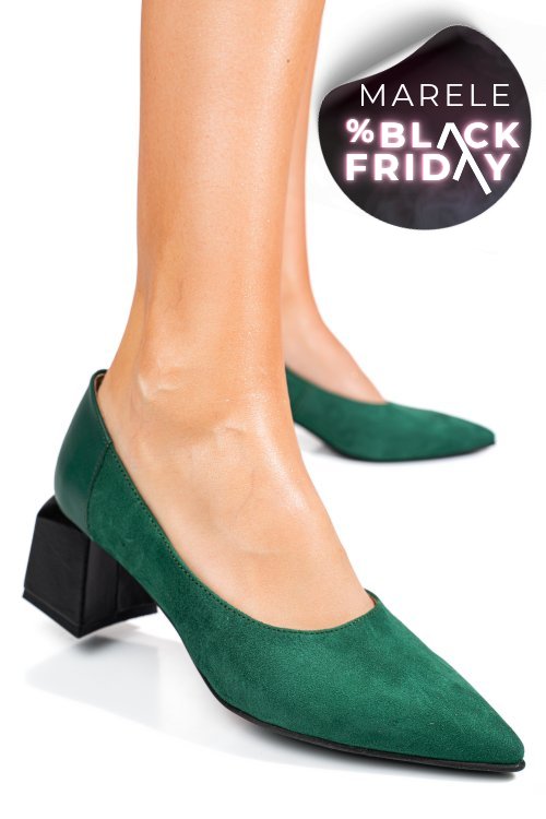 Pantofi verzi piele naturala intoarsa 5s77461