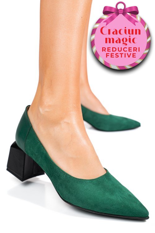 Pantofi verzi piele naturala intoarsa 5s77461