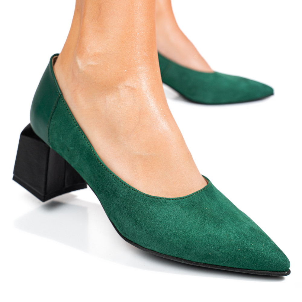 PANTOFI VERZI PIELE NATURALA INTOARSA 5S77461