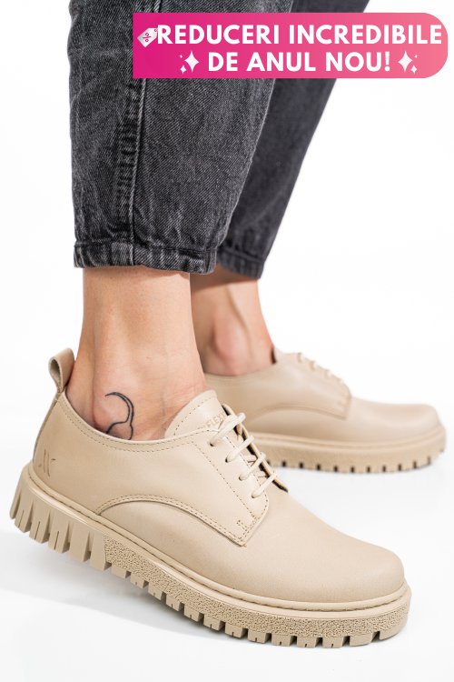 Pantofi bej piele naturala dw23-i1139