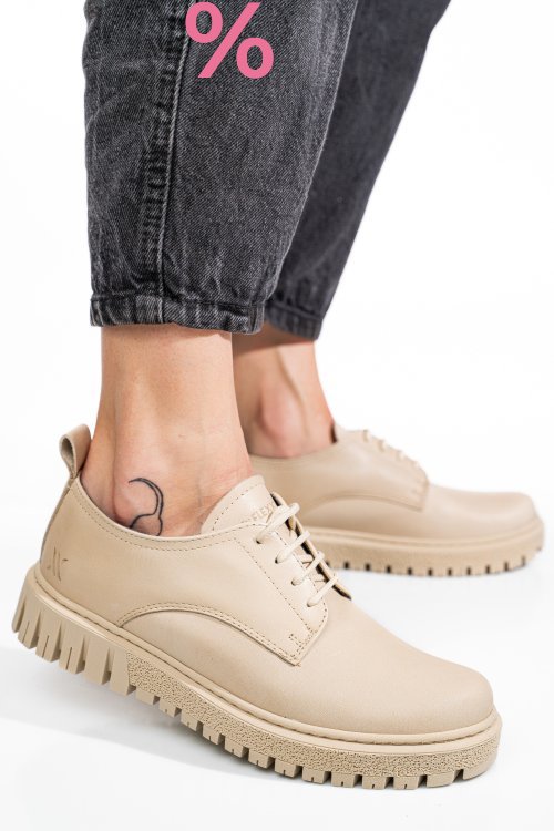 Pantofi bej piele naturala dw23-i1139