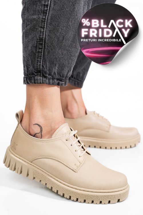 Pantofi bej piele naturala dw23-i1139