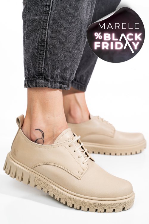 Pantofi bej piele naturala dw23-i1139