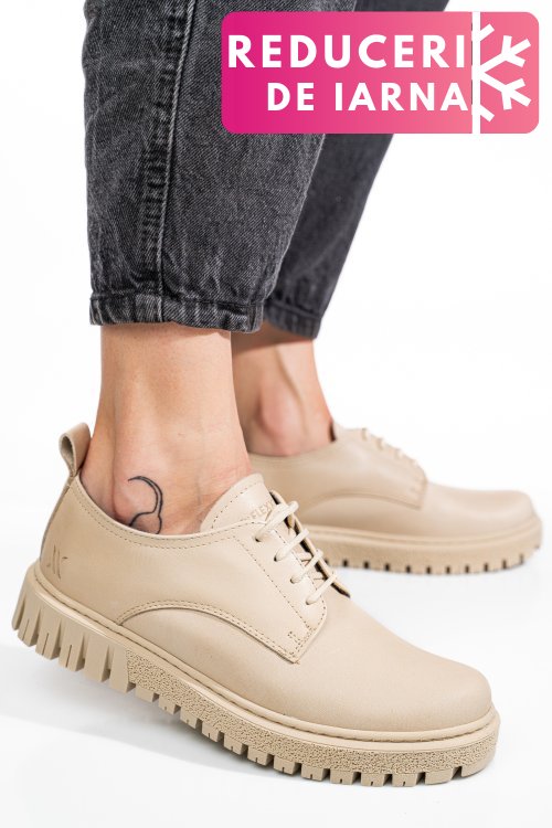 Pantofi bej piele naturala dw23-i1139