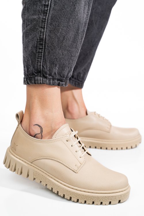 Pantofi bej piele naturala dw23-i1139