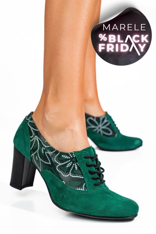 Pantofi verzi piele naturala intoarsa 1pc717-ii