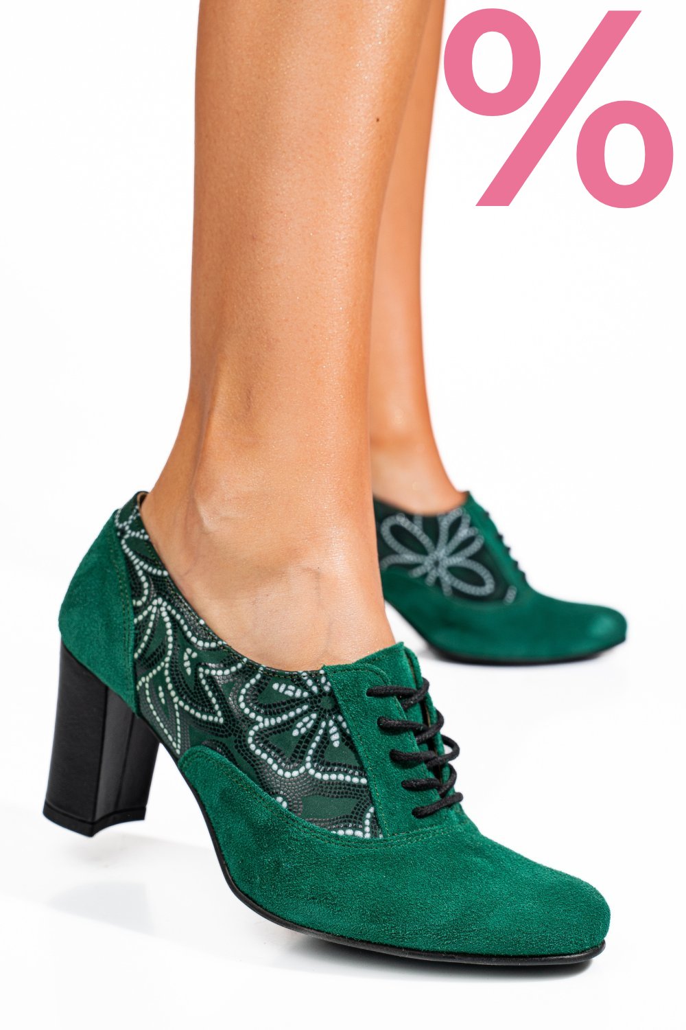 PANTOFI VERZI PIELE NATURALA INTOARSA 1PC717-II