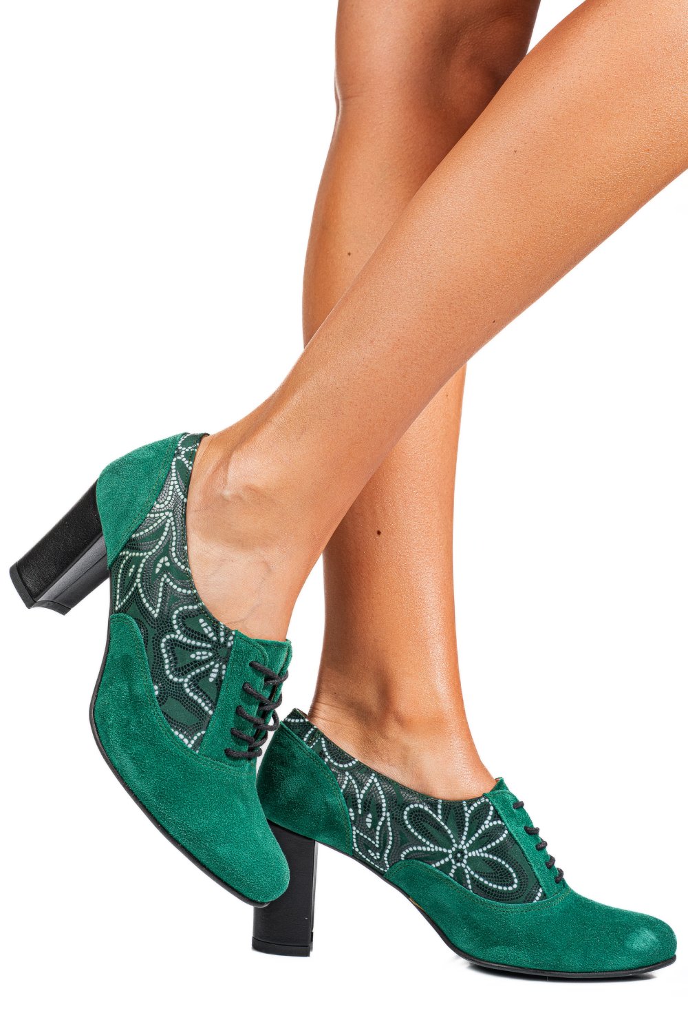 PANTOFI VERZI PIELE NATURALA INTOARSA 1PC717-II