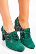 PANTOFI VERZI PIELE NATURALA INTOARSA 1PC717-II