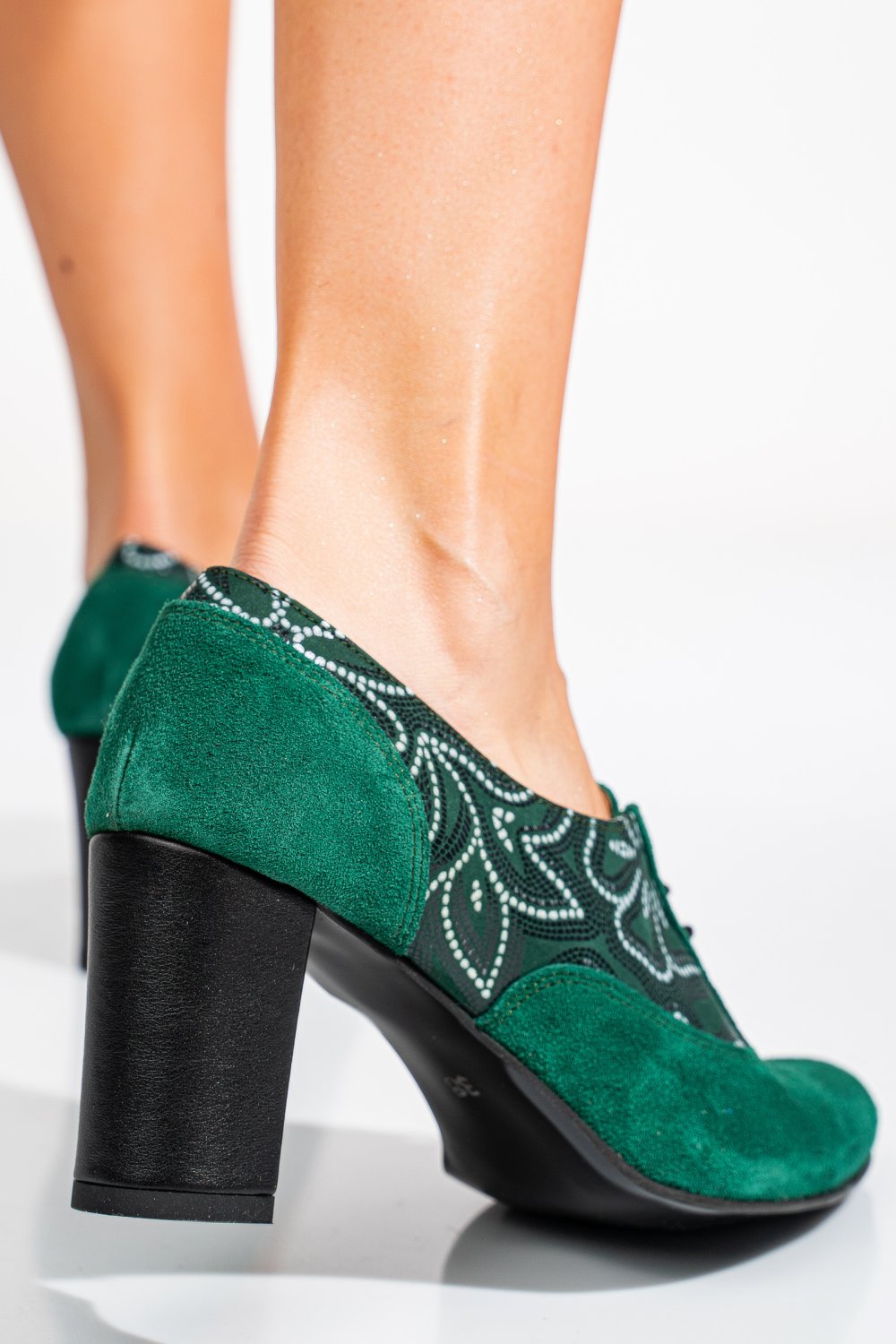 PANTOFI VERZI PIELE NATURALA INTOARSA 1PC717-II