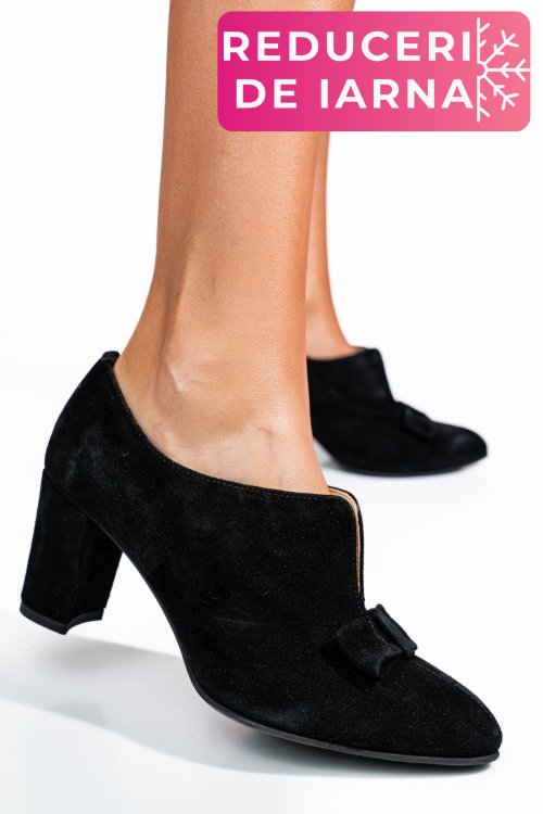 Pantofi negri piele naturala intoarsa 3pc707