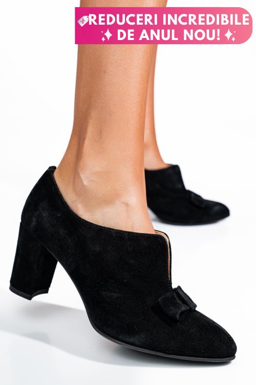 Pantofi negri piele naturala intoarsa 3pc707