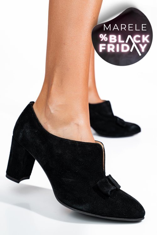 Pantofi negri piele naturala intoarsa 3pc707