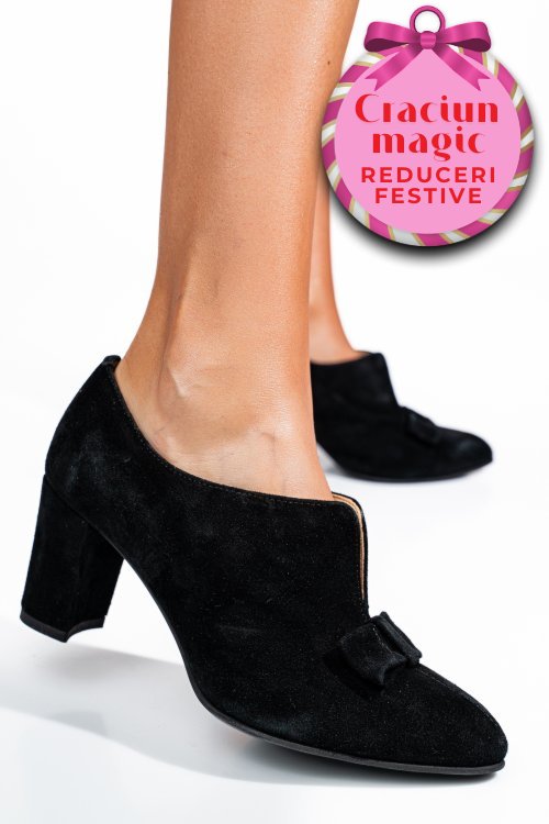 Pantofi negri piele naturala intoarsa 3pc707