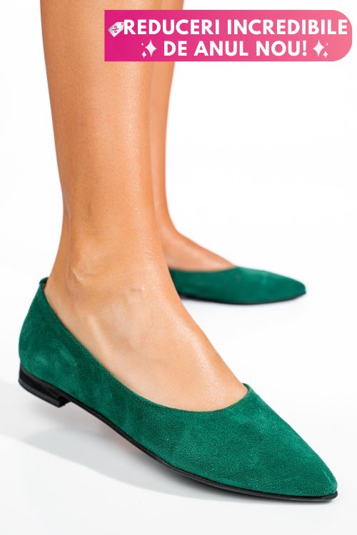 Balerini verzi piele naturala intoarsa 3s7707