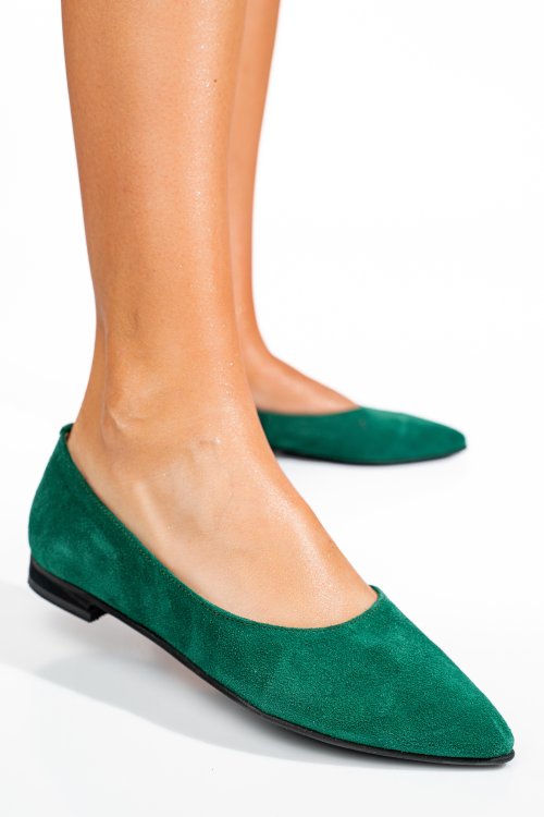 Balerini verzi piele naturala intoarsa 3s7707