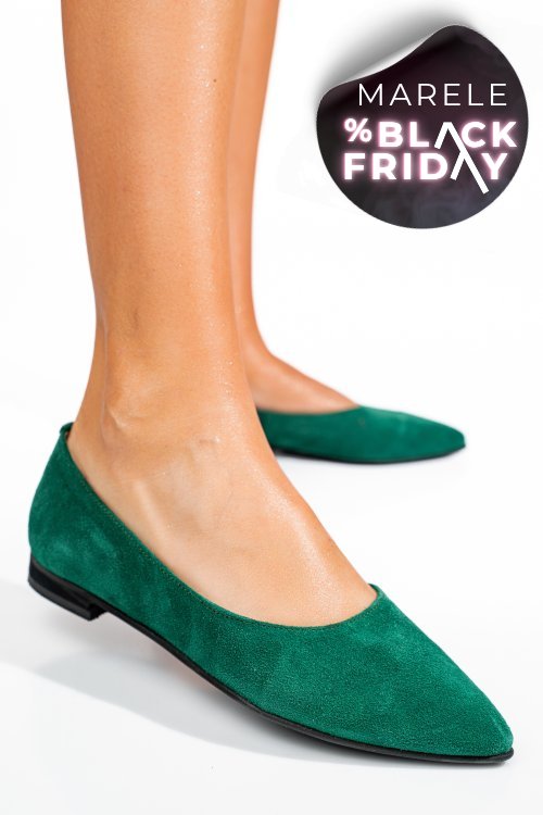 Balerini verzi piele naturala intoarsa 3s7707