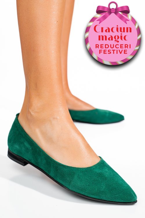 Balerini verzi piele naturala intoarsa 3s7707