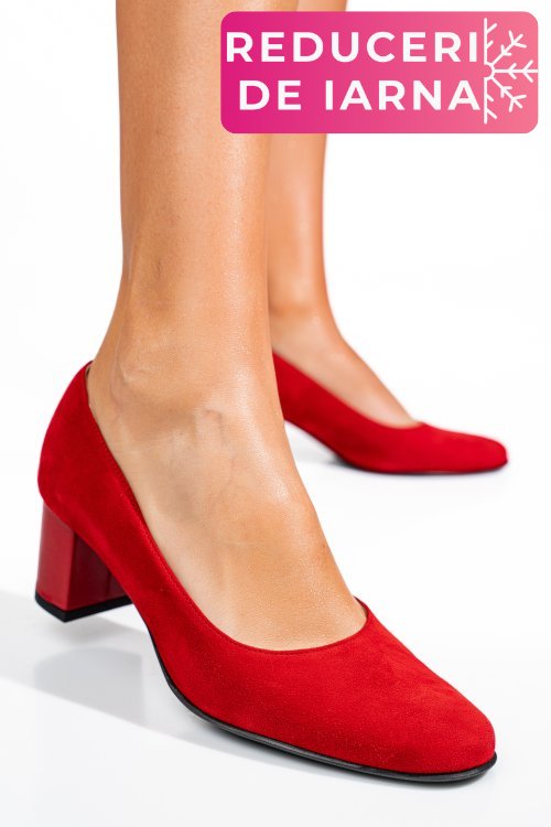 Pantofi rosii piele naturala intoarsa 3s77475
