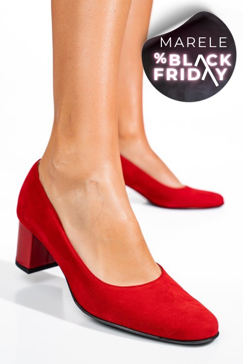 Pantofi rosii piele naturala intoarsa 3s77475