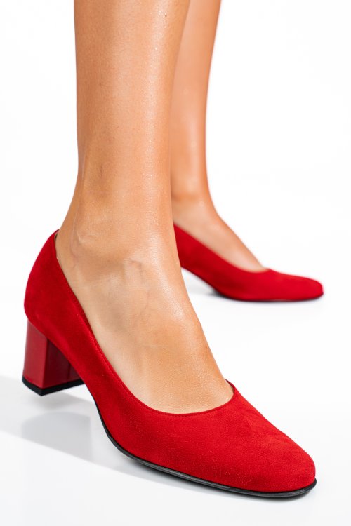 Pantofi rosii piele naturala intoarsa 3s77475