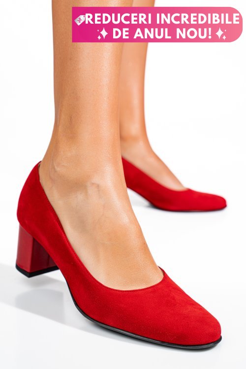 Pantofi rosii piele naturala intoarsa 3s77475