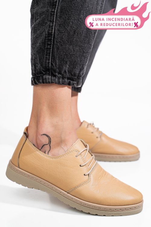 Pantofi bej piele naturala as77150