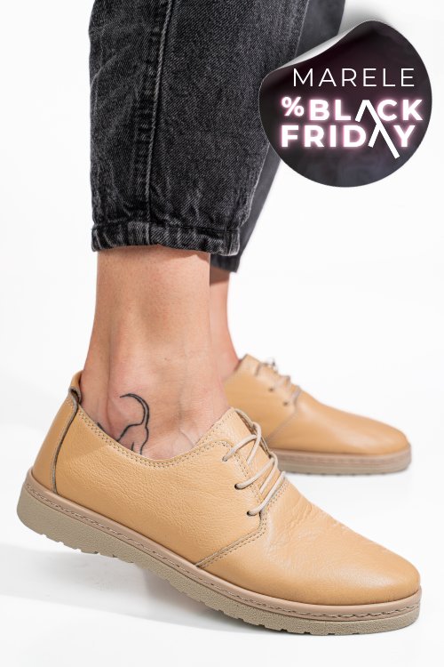 Pantofi bej piele naturala as77150