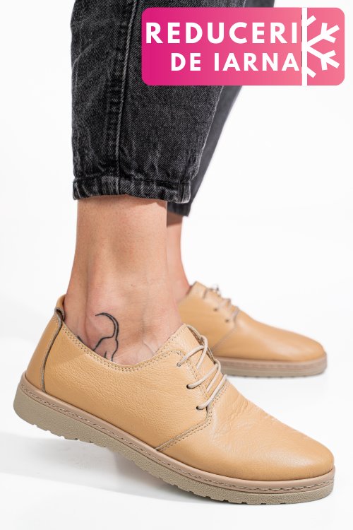 Pantofi bej piele naturala as77150