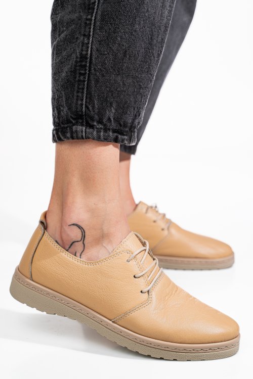 Pantofi bej piele naturala as77150